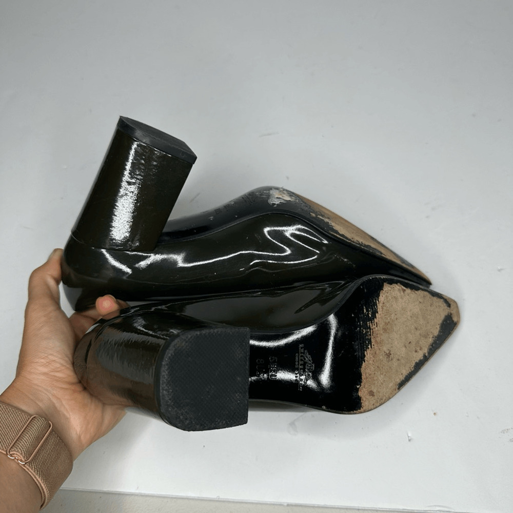 Bally Newport Dress Pumps Green Patent High Heels Shoes Made England Womens 8 - Picture 5 of 7